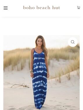NWT Boho Beach Hut Blue Tie-Dye Maxi Dress